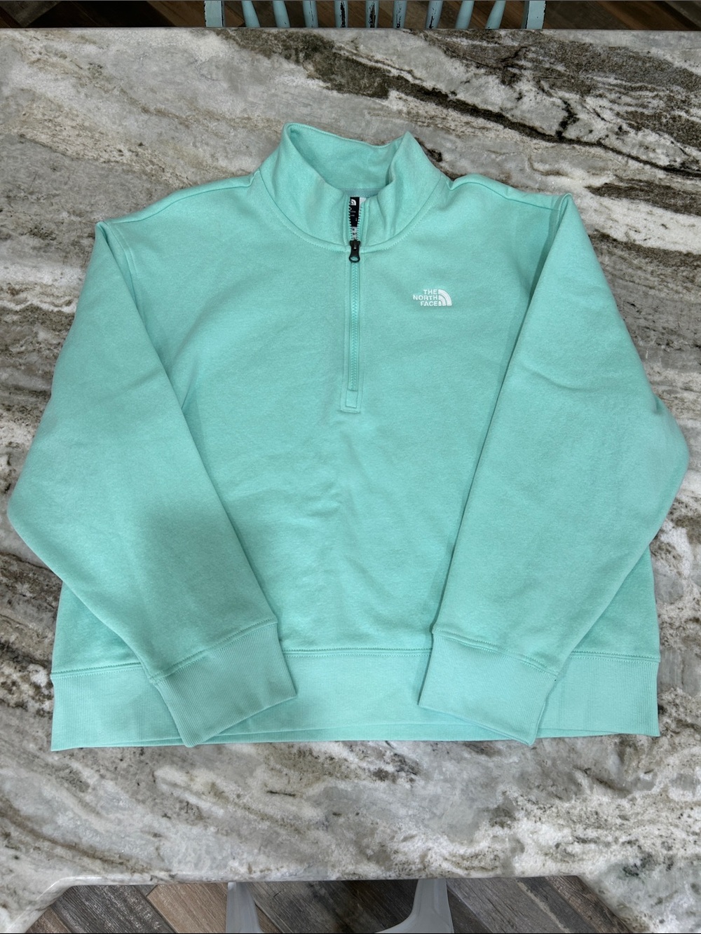 NWT The North Face Seafoam Green Half-Zip Fleece Pullover
